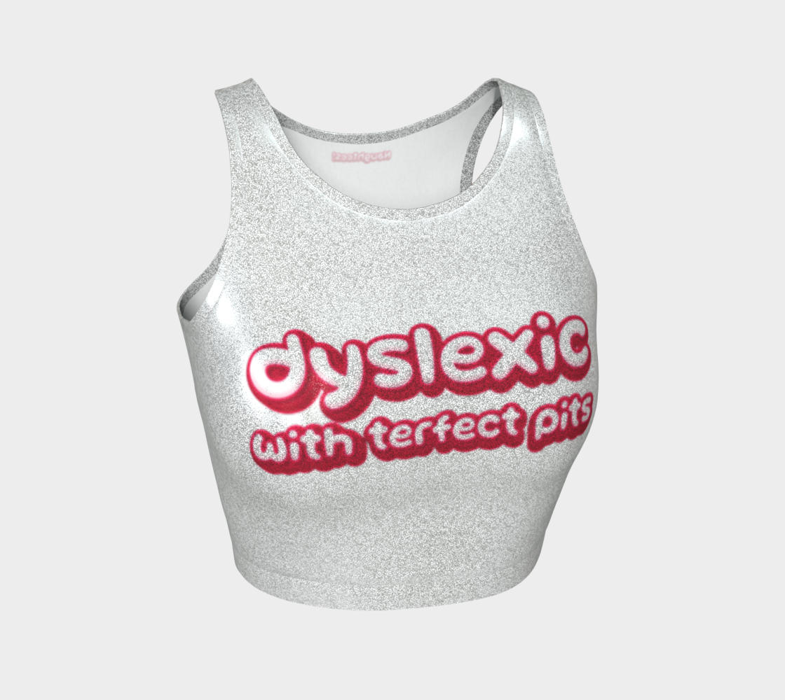 Dyslexic, With Terfect Pits glittery sleeveless crop top