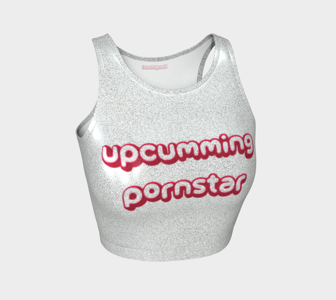 Upcumming Pornstar glittery sleeveless crop top