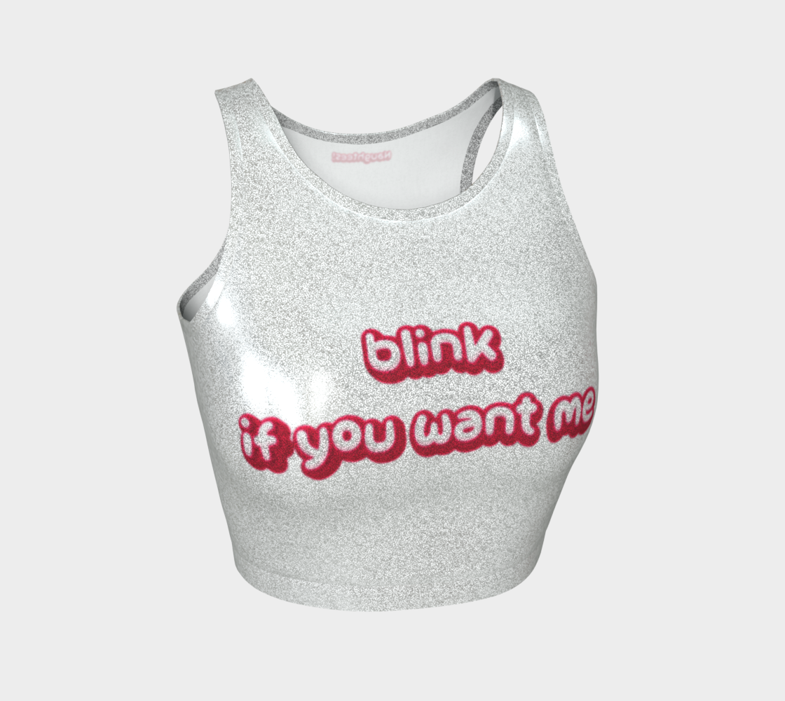 Blink If You Want Me glittery sleeveless crop top
