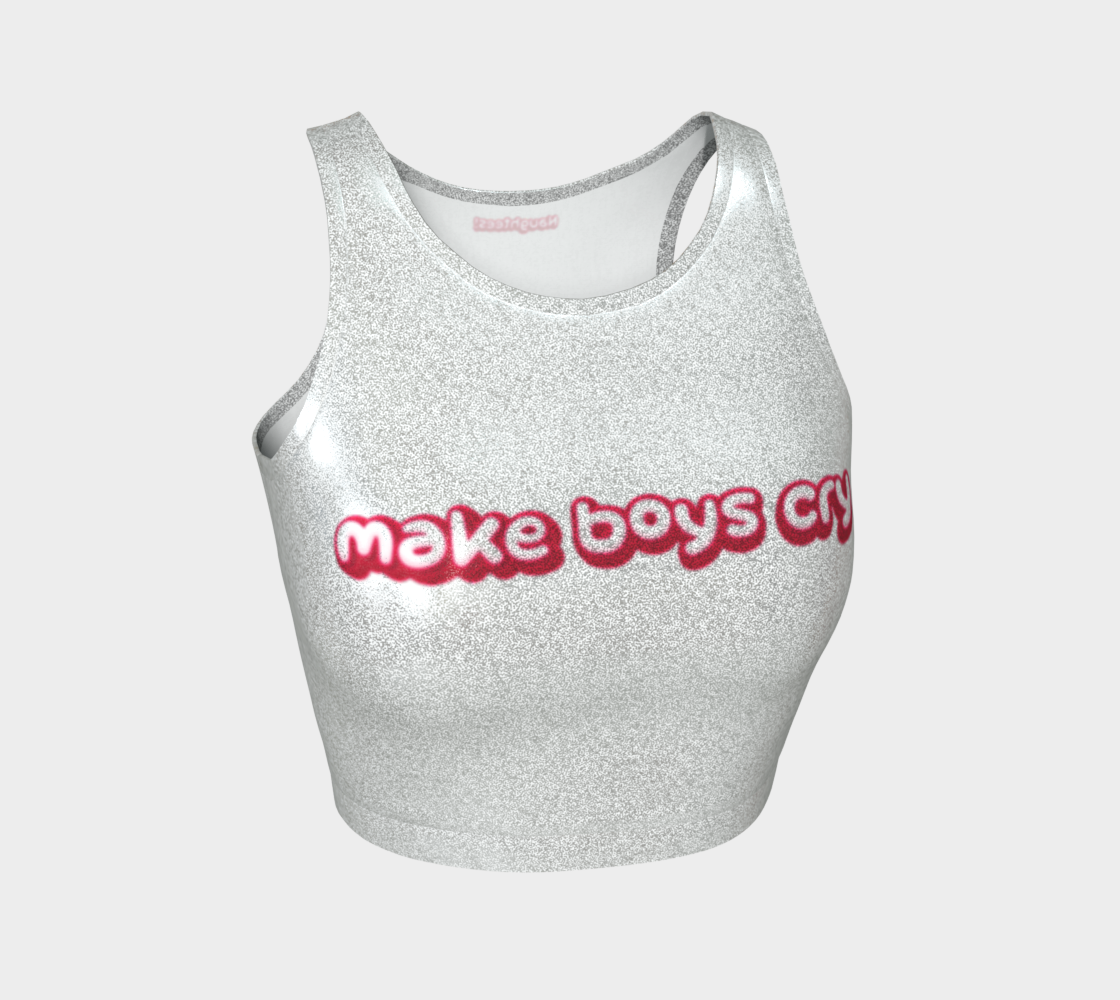 Make Boys Cry glittery sleeveless crop top