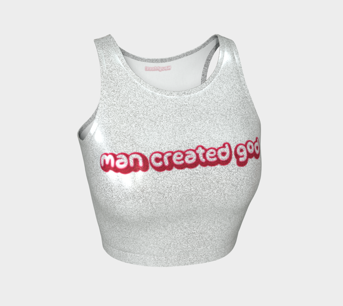 Man Created God glittery sleeveless crop top