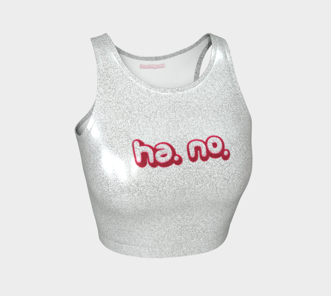 Ha. No. glittery sleeveless crop top